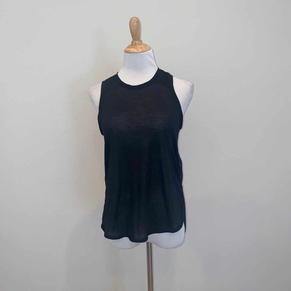 Sweaty Betty London Black Sleeveless Tank Top Blouse High Low Size Medium